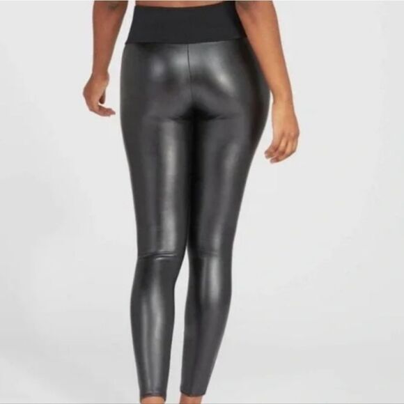 Assets By Spanx Faux Leather Shaping Leggings- Very Black - Picture 2 of 10
